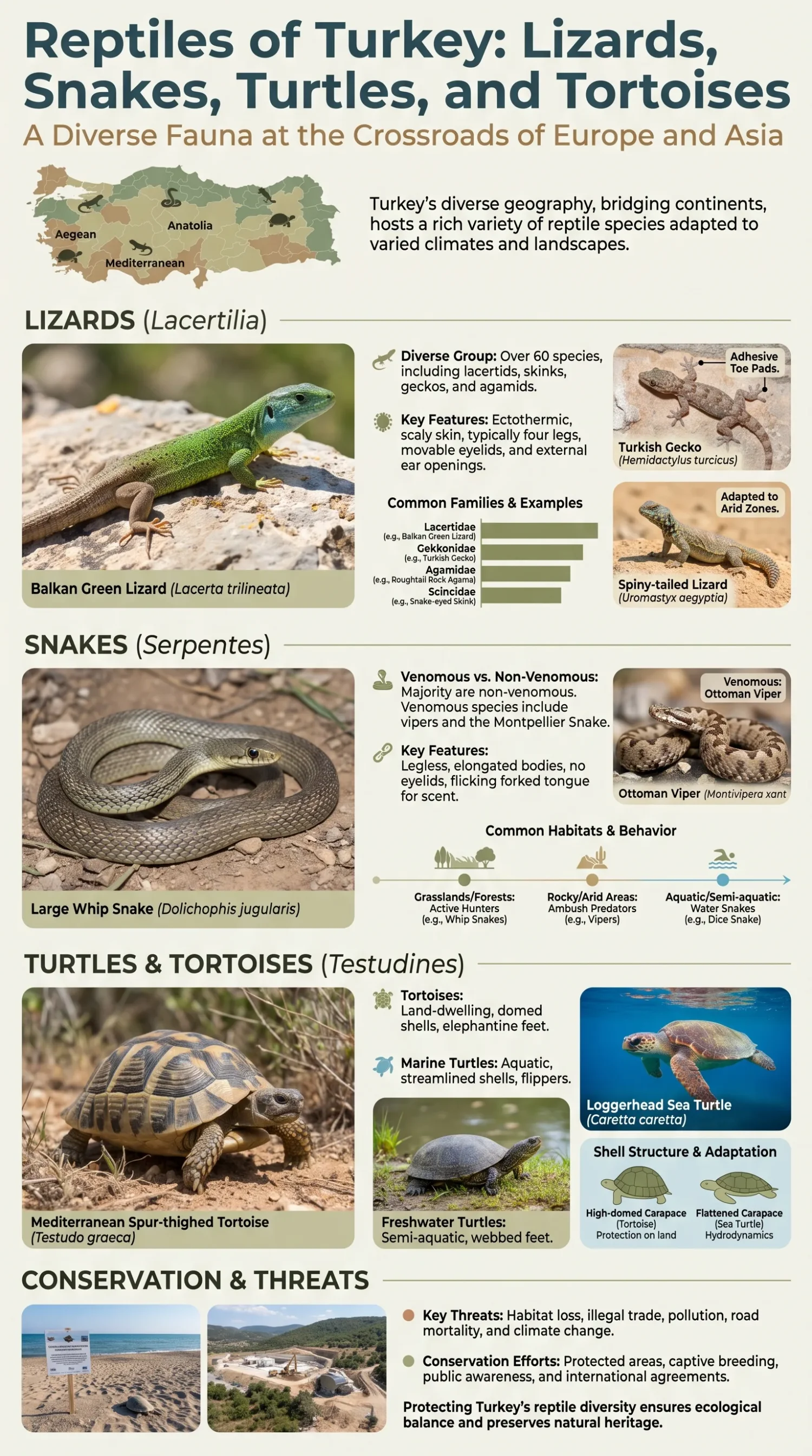 Turkish reptiles including lizards, snakes, turtles, and tortoises captured in a detailed overview of Turkey's diverse reptile species.