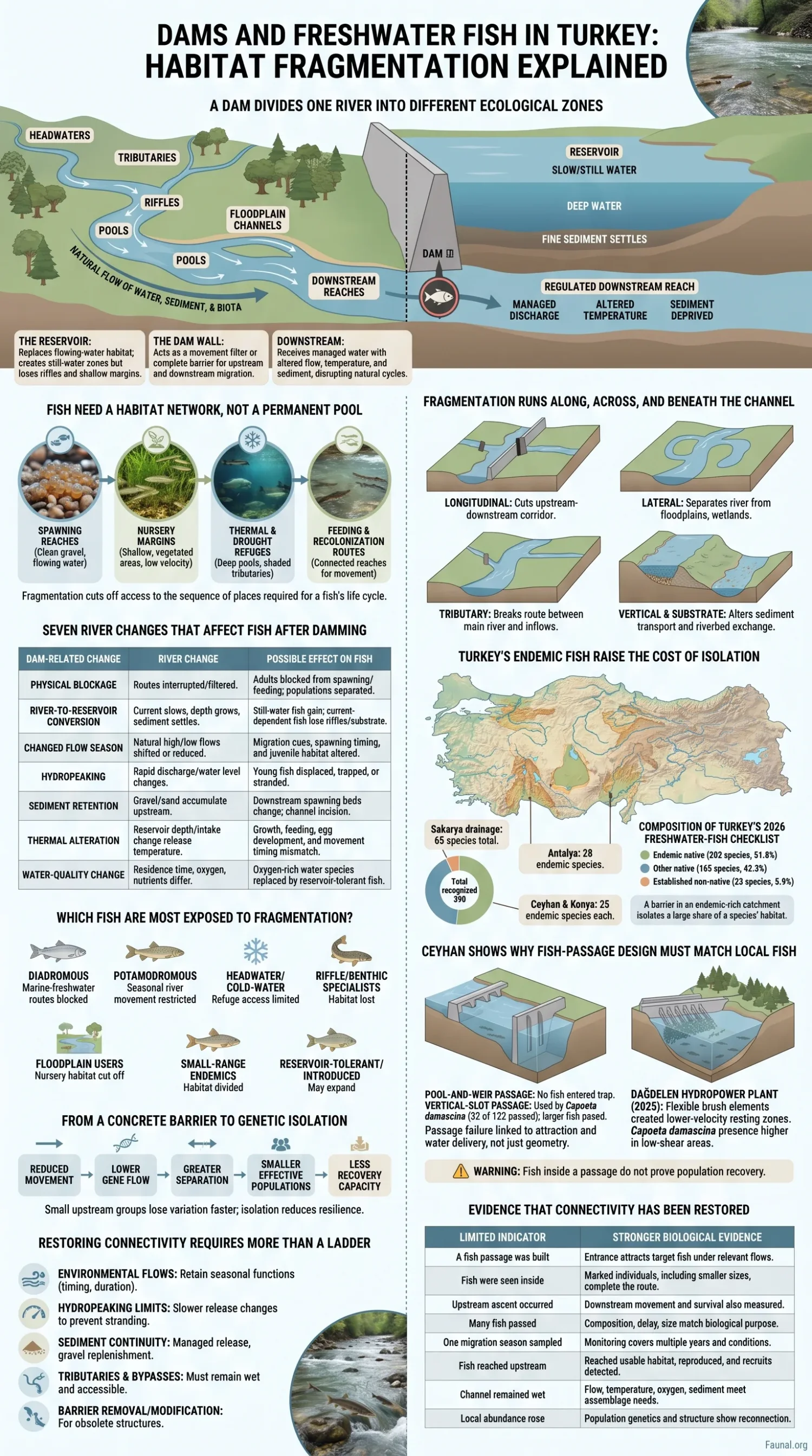 Dams and freshwater fish in Turkey face habitat fragmentation, affecting aquatic ecosystems and fish populations across the region.
