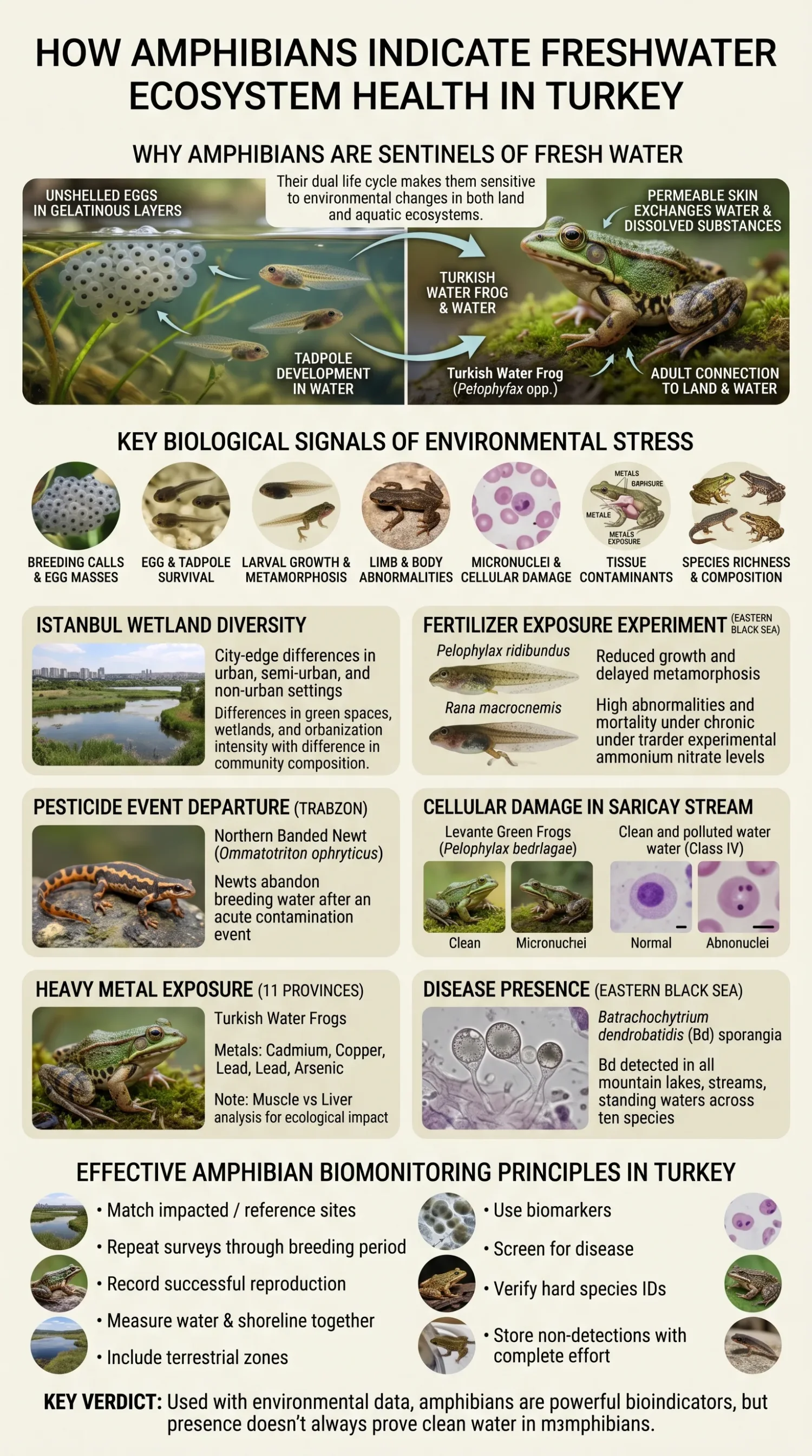 Turkey amphibians reveal freshwater ecosystem health through their presence and diversity in natural habitats.