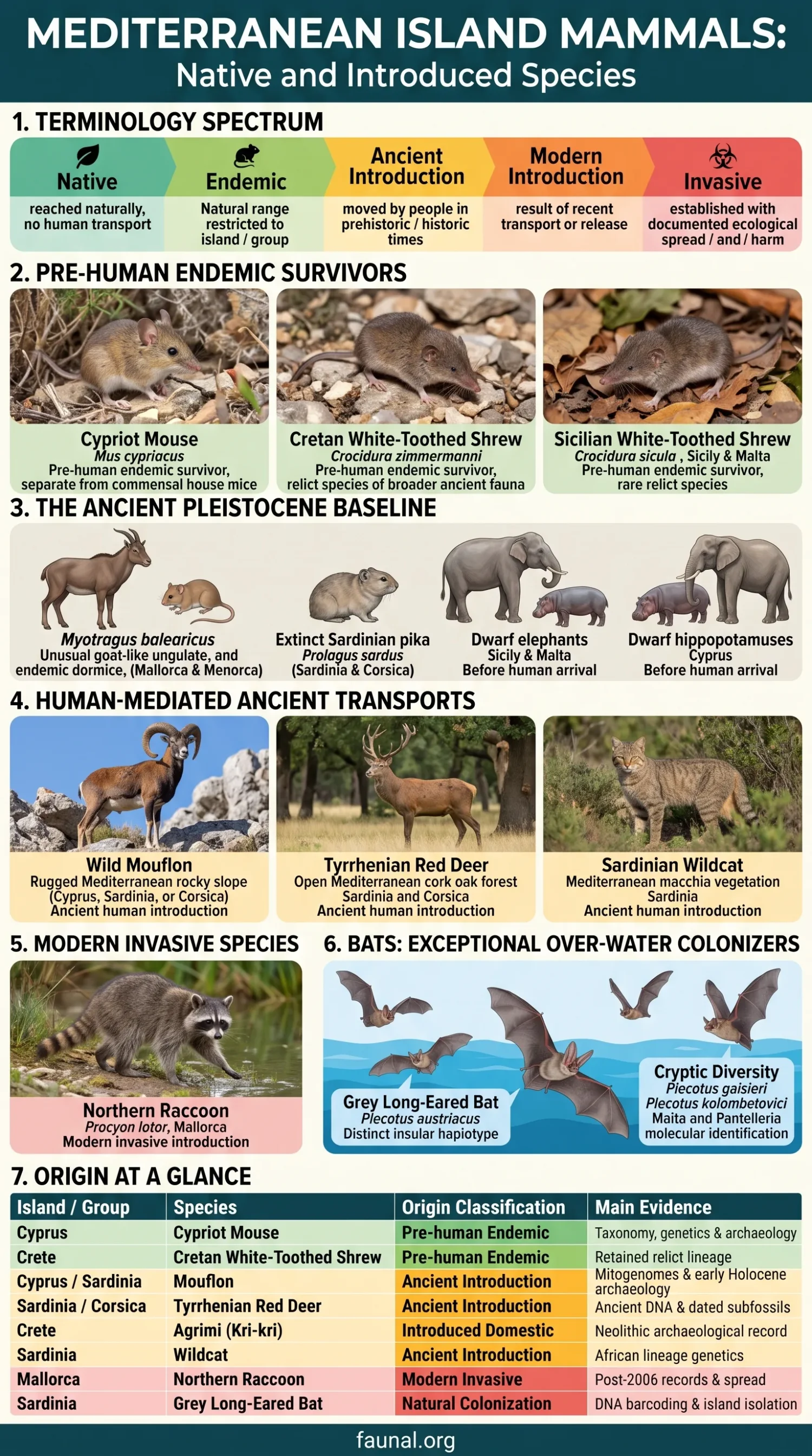 Mediterranean island mammals include native species and introduced animals, highlighting the unique wildlife of Mediterranean islands.